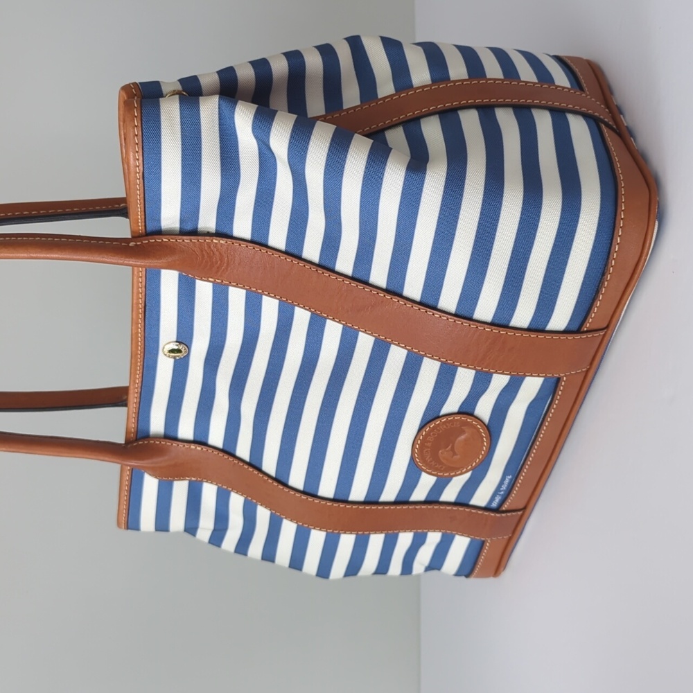 Dooney Bourke Sullivan Layla Tote Bag Midnight Blue White Stripe - Picture 11 of 12